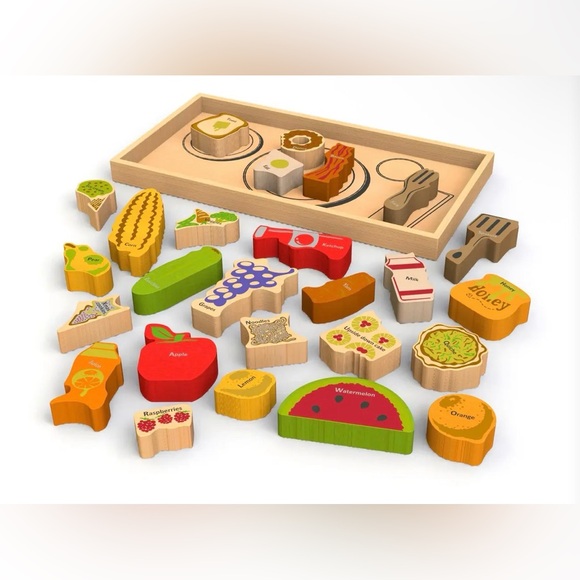 BeginAgain Alphabites wooden A-Z Food Puzzle & Playset - Picture 8 of 8